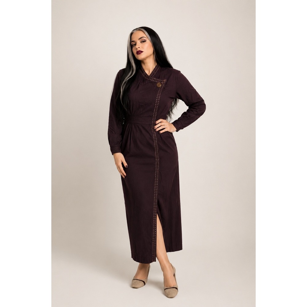 Vintage 80s Beau David boss babe brown power dress 8